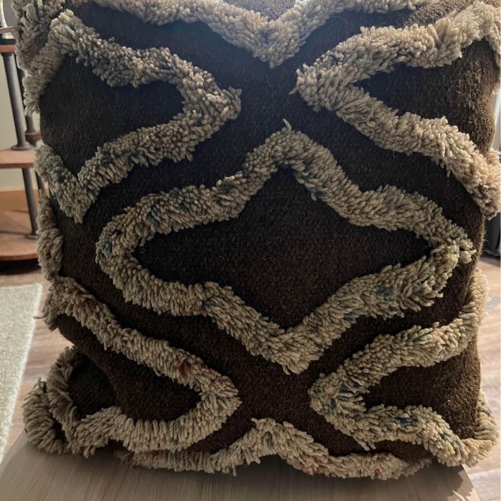Brown and Tan Geometric Accent Pillow